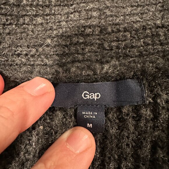 GAP Charcoal Grey Open Front Ribbed Knit Cardigan Sweater - Size M - Picture 3 of 3